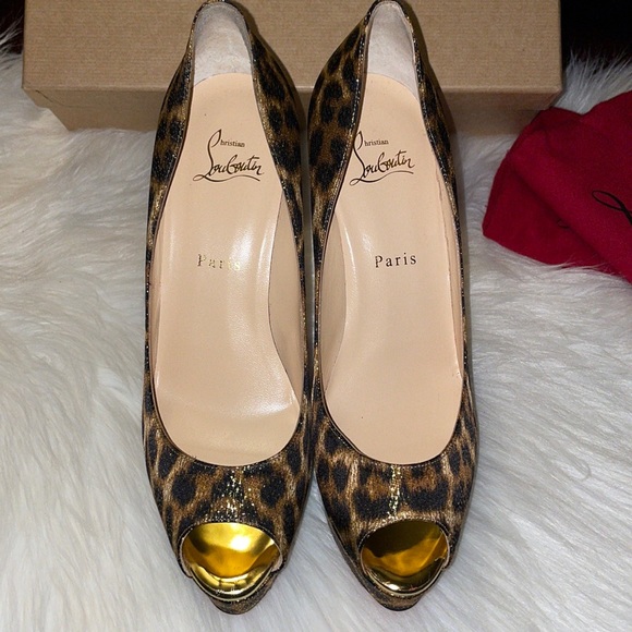 Christian Louboutin Leopard “Fetish Peep 130” Heels - Picture 4 of 13